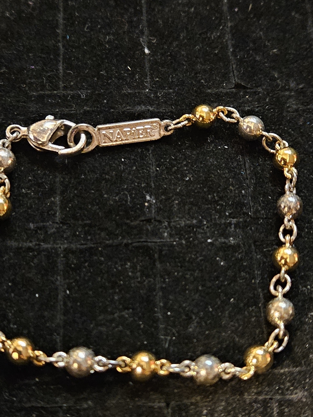 Napier Two-Tone Gold and Silver Bead Link Bracelet